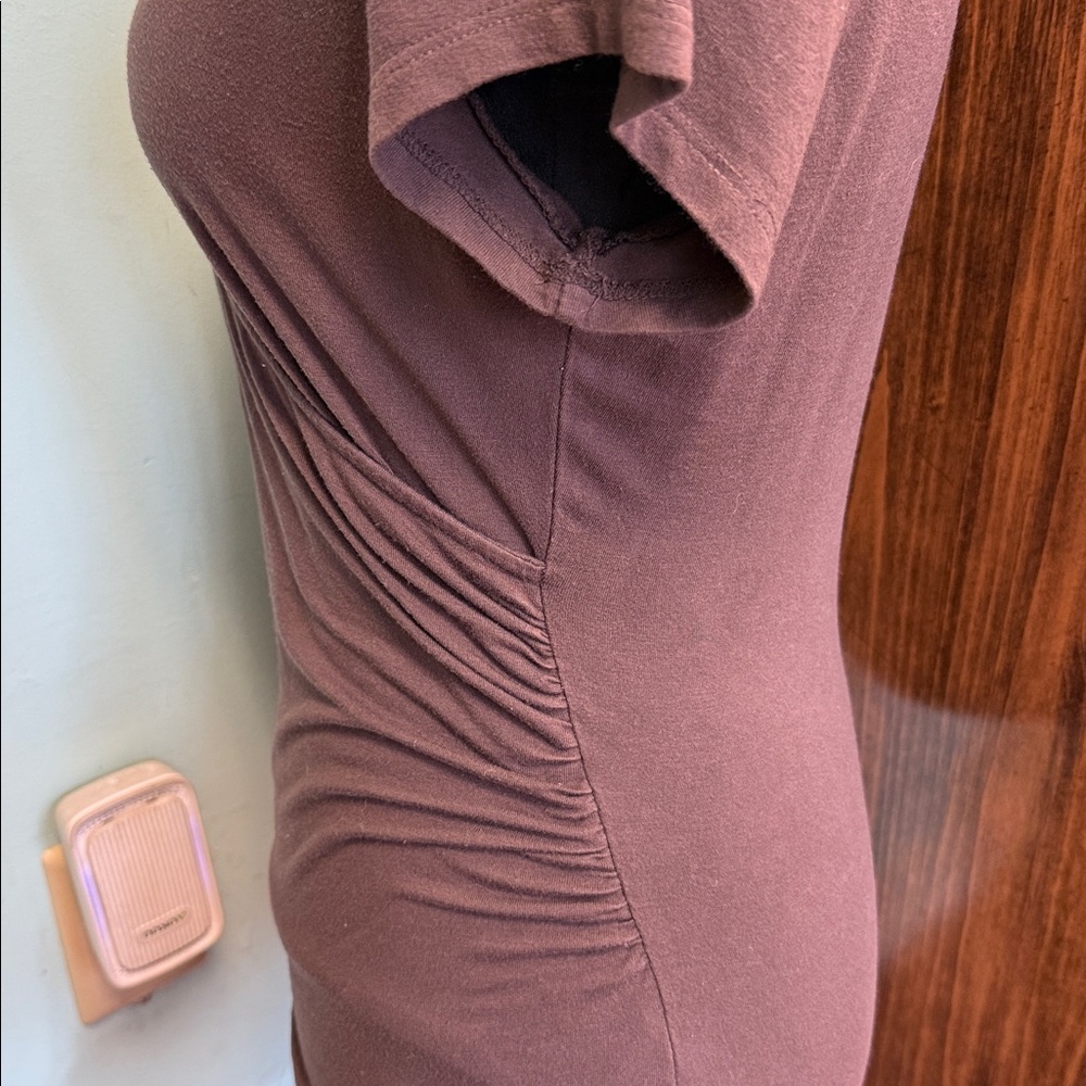 New York & Company Chocolate V-Neck Wrap Top - Picture 4 of 4
